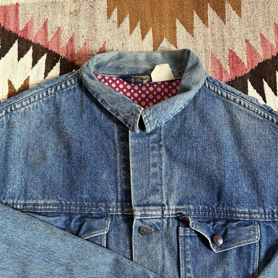 复古 20 世纪 70 年代 80 年代牧马人铆钉口袋牛仔夹克尺寸 XL — 第 4/4 张图片