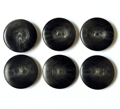 Knöpfe 15 mm dunkelgrau, Hornoptik 2-Loch, 10 -1000 Stück, Nähen, Jacke, Strick