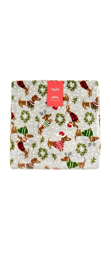 Martha Stewarts Navidad Dachshunds en Sombreros y Suéteres 60x70 Peluche Lanzamiento Nuevo con Etiquetas Foto 3 de 4
