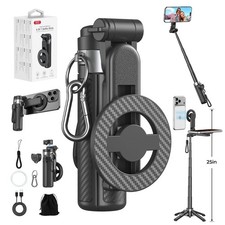 5-in-1 Magnetic Selfie Stick for Cell Phone 360  Rotation Mini Tripod Extend to