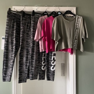 Ladies Active Clothes Bundle Golddigga Leggings Adidas Nike Puma Tops Size 16 XL