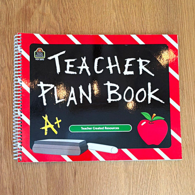 Teacher Created Resources Teacher Plan Book Spiral Bound Planner, Red Chalkboard