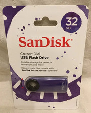 Purple SANDISK Cruzer Dial 32GB USB FLASH DRIVE Storage Transfer Memory USB 2.0