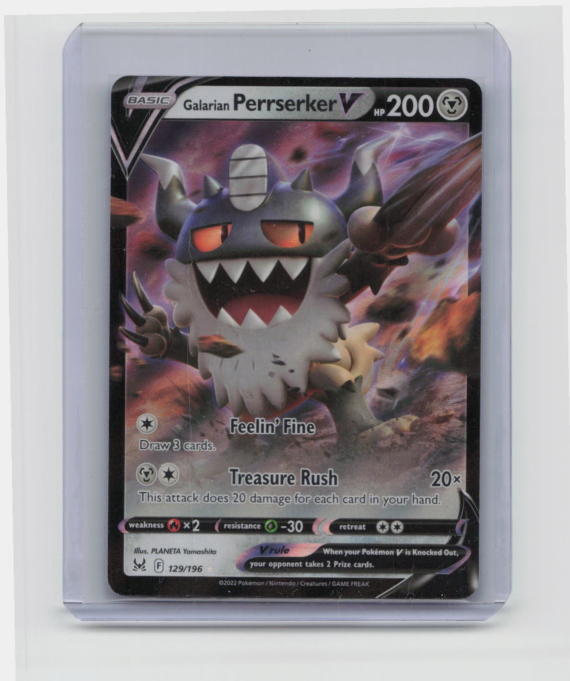 Galarian Perrserker V Ultra Rare SWSH11: Lost Origin 129/196 NM