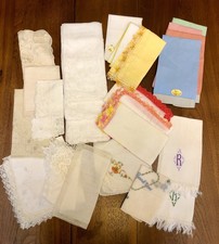 LOT of 21 VINTAGE Ornate Embroidered HANDKERCHIEFS CROCHETED LACED