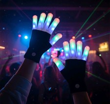 Adults LED Rave Glove,7 Colors Light Show Light up Finger Gloves for Cosplay
