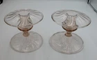 Pair Vintage Steuben Art Glass Candlesticks Signed