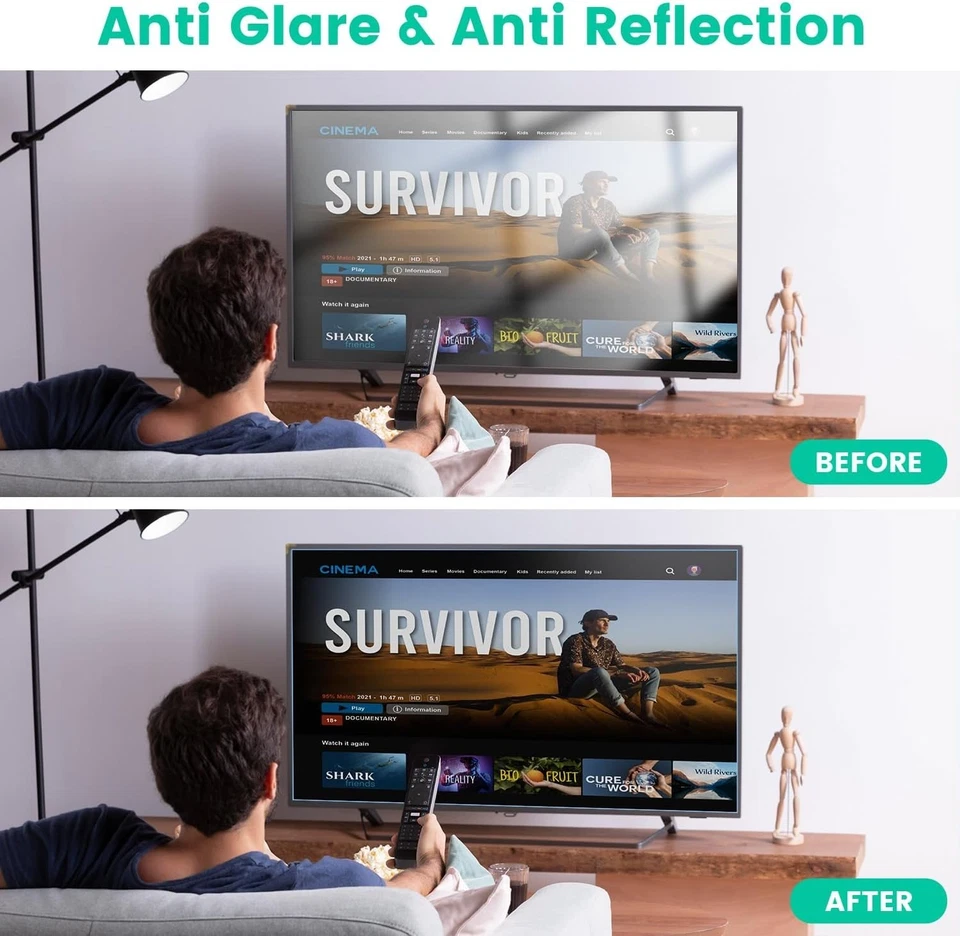 32英寸哑光蓝光阻挡屏幕保护膜-适合家庭娱乐 — 第 4/4 张图片