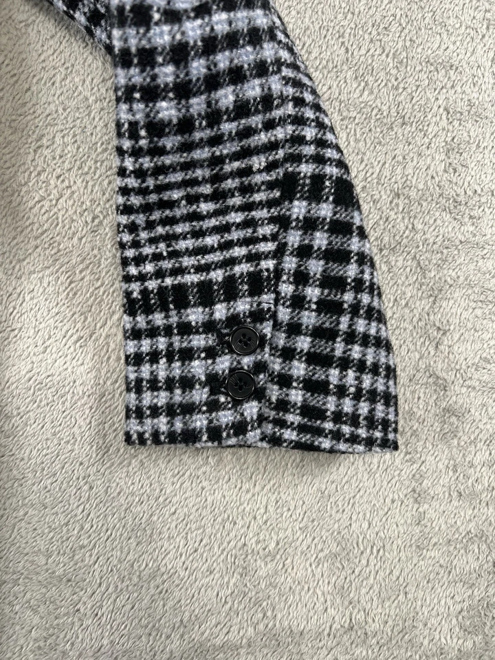Old Navy Womens Size L Black/Gray 2 Button Plaid Soft-Brushed Wool Blend Blazer - Image 3 of 4