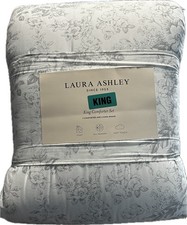 LAURA ASHLEY Toile Delight Grey KING COMFORTER SET WITH TWO STANDARD SHAM