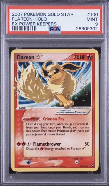 Pokemon PSA 9 Flareon Star Gold Star Holo 100/108 EX Power Keepers