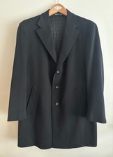 $2800 Canali Harry Rosen Black Wool Cashmere Overcoat/ Top Coat US 44-46 - L- XL