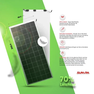 310W SUNMAN Flexibles Solarmodul Flex SMF310M-5X12DW Ultraleicht Monokristallin