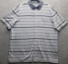 Alfani Button Up Polo Shirt Mens 2XLT Multi Striped Cotton Short Sleeve Collared