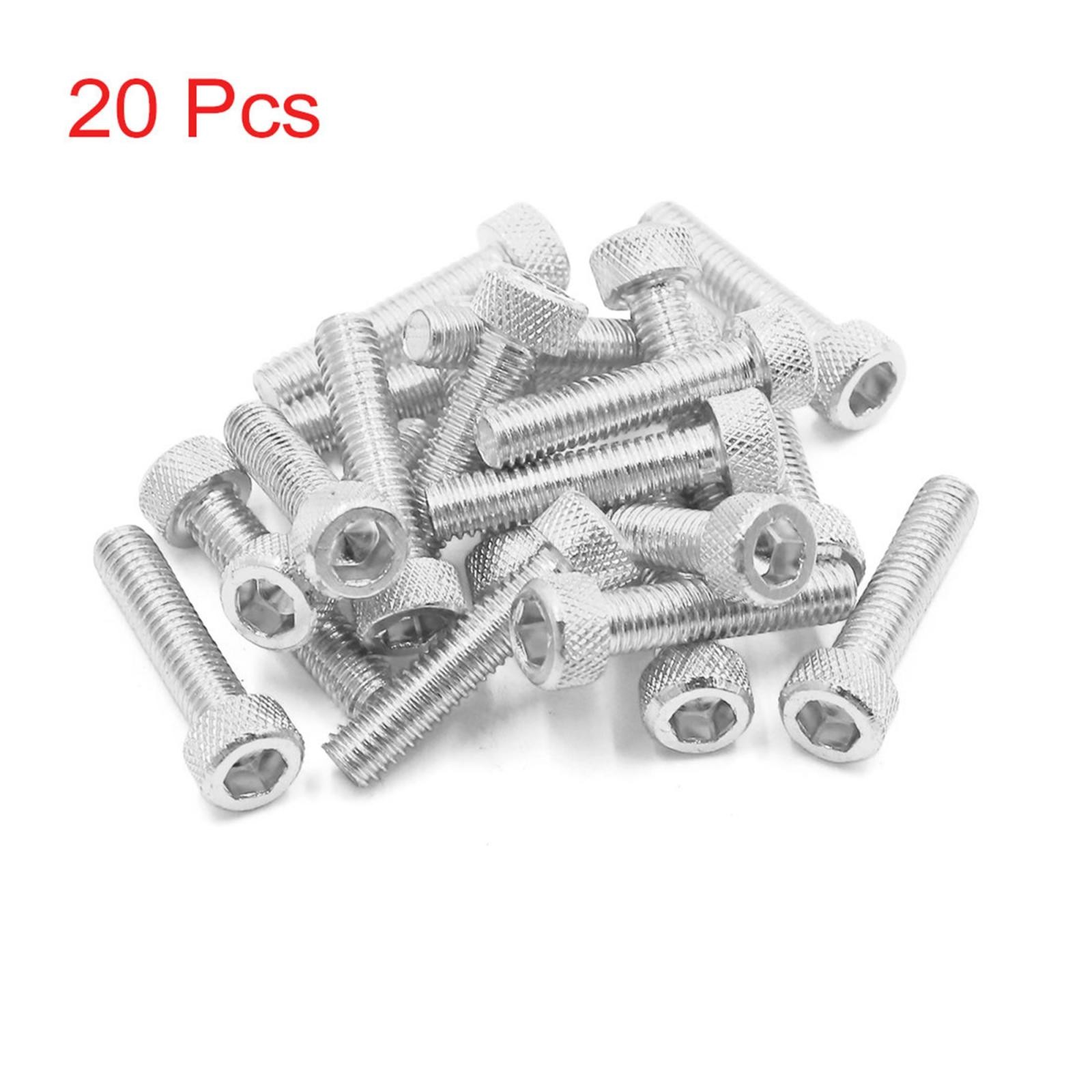 20pcs Silver Tone M6 x 30mm Motorcycle Car Hexagon Socket Fastener Bolts Screws