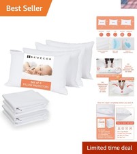 Durable Waterproof Zippered Pillow Protectors - 8 Pack for Enhanced Sleep Health