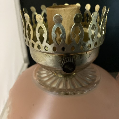1930s VINTAGE GONE WITH THE WIND HURRICANE LAMP / Set Of 2/Pink Frosted. READ - Picture 15 of 21