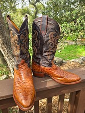 Vintage Tony Lama Full Quill Ostrich Cowboy Boots Men's 12D Made in USA 8955
