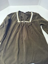 Vintage Montgomery Wards House Coat Robe Fleece Polyester Brown 1/2 Zip Medium