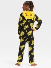 Pokemon Pikachu Pajamas Size XS 4/5 One Piece Union Suit Hooded Yellow Black New