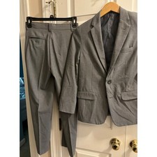 Boys 2PC Chaps Grey Suit Jacket Size 14 Pants Size 12 