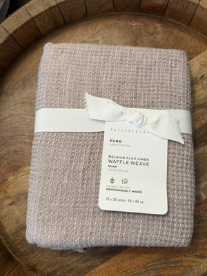 Pottery Barn Belgian Flax Linen Waffle Weave Pillow Sham Euro Smoky Quartz