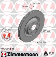 2X Bremsscheibe Coat Z Zimmermann 285.3537.20 FüR Hyundai Pd I30 Pde Pden