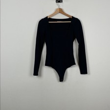 Abercrombie Fitch Soft A F Square Neckline Black Long Sleeve Women S Bodysuit