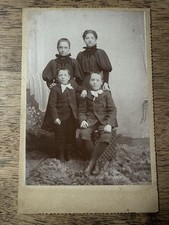 4 Victorian Children Group Wealthy Bows 2 Boys Girls Cabinet Card Photo 1890s