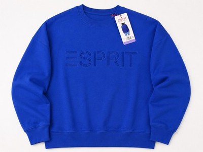 NEW Tags Esprit Blue Logo Crew Neck Fleece Cotton Sweatshirt Pullover Medium