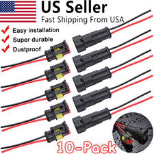 10X 2Pin Waterproof Car Electrical Wire Cable Connector Male Female Way Plug Kit