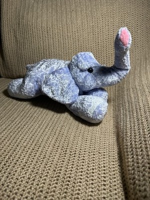 Blue Plush Elephant Stuffed Toy Soft Cuddly Button Eyes 15'' Long