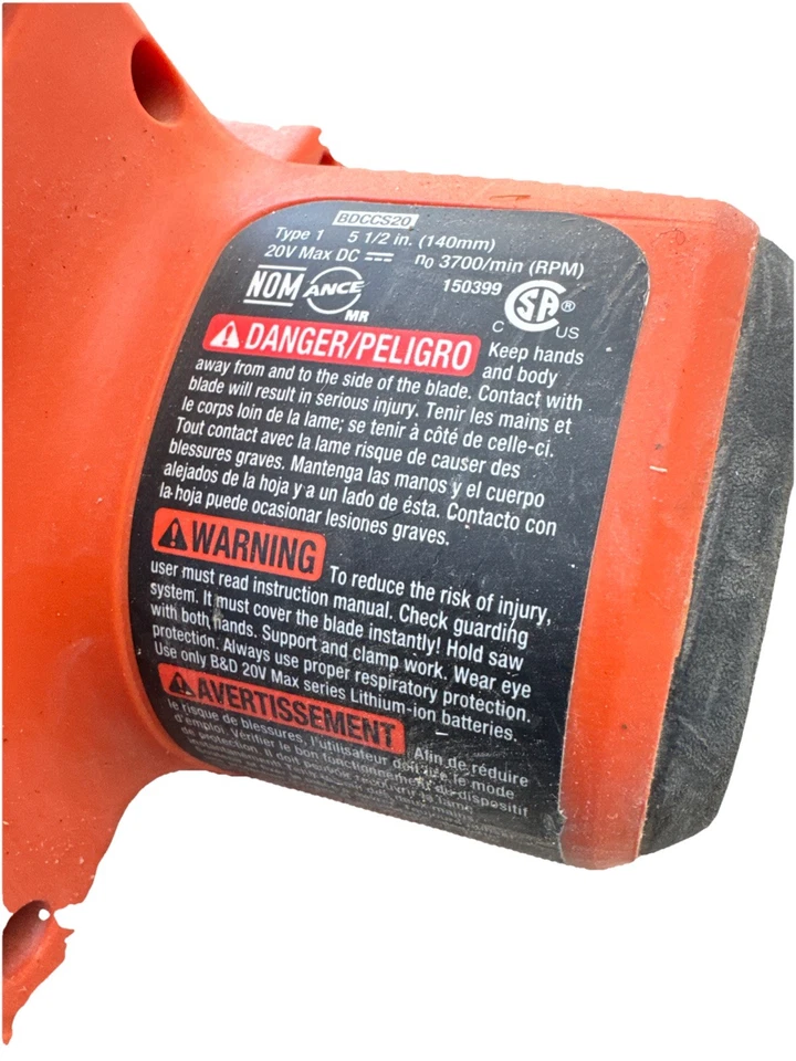 Herramienta de sierra circular inalámbrica BLACK+DECKER BDCCS20 140 mm solamente Foto 4 de 4