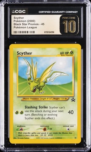 2000 POKEMON BLACK STAR PROMOS - POKEMON LEAGUE #45 SCYTHER CGC 10 PRISTINE