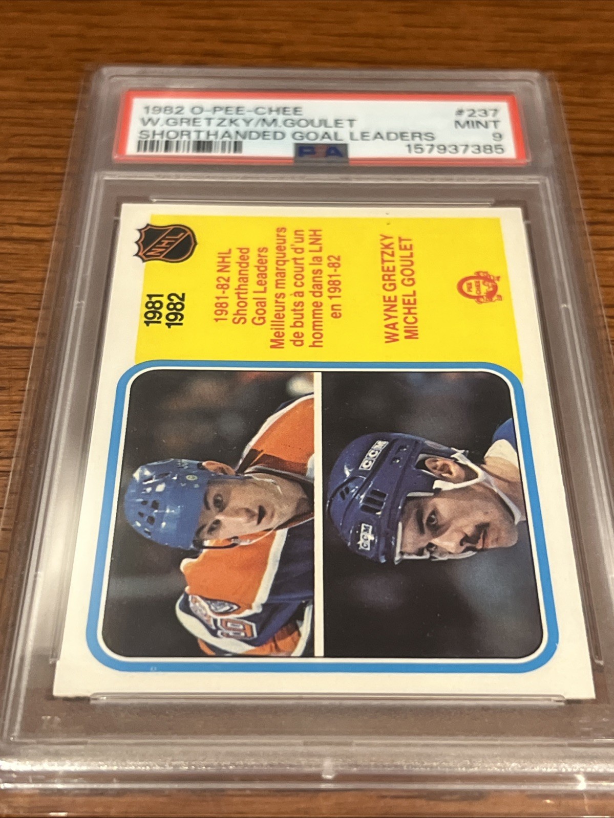 1982 O-PEE-CHEE SHORTHANDED GOAL LEADERS #237 WAYNE GRETZKY HOF PSA 9