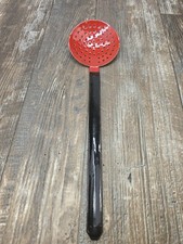 Vintage Enamelware Graniteware Red, Black Colander Strainer long 14