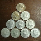 (10) 40% Silver Kennedy Half Dollars 1966-1969 $5 Face Value Constitutional USA