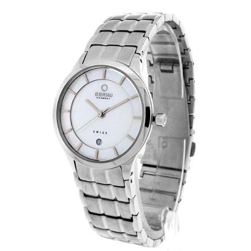 Obaku harmony ladies mother of pearl purple leather dress watch NEW BATTERY OBAKU HARMONY LADIES SWISS QUARTZ WATCH NEW STAINLESS MOP  main image 2