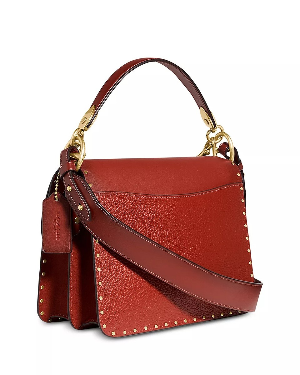 NWT Coach BEAT Mixed Leather Shoulder Bag with Rivets / Red Sand