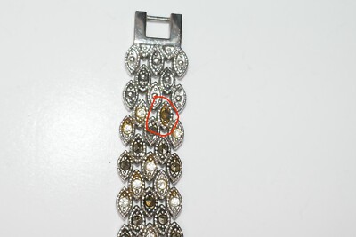 Elgin II Crystal Marcasite Silver Tone Ladies Quartz Watch  display picture 3