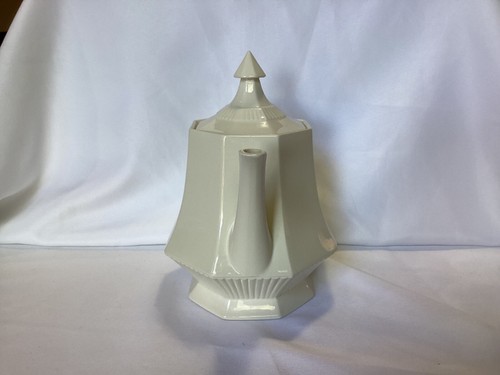 Vtg Independence Ironstone Interpace White Teapot Coffee Octagonal Japan 8 1/2"H - Picture 4 of 8