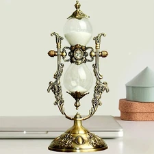 1pc Exquisite Hourglass Sand Timer - Vintage Engraved Brass Frame, 360° Rotating
