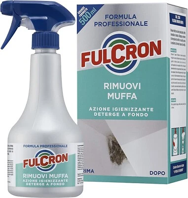 Fulcron Antimuffa Spray Rimuovi Elimina Muffa Alghe Sbiancante per Muri 500 ml