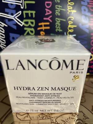 New Sealed Lancôme Hydra Zen Masque Anti-Stress Serum-in-Mask 2.6oz 75ml