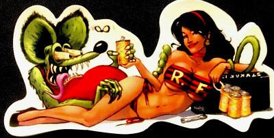 RAT FINK STICKER  DOUBLE-D SEXY  3 3/4 X 1 1/2  GLOSSY & BEAUTIFUL