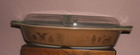 Pyrex Vintage Brown and Gold Divided Glass Oven Dish with Lid Retr 1.5 Quart
