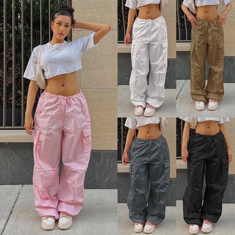 Women Cargo Pants Casual Loose High Waist Wide Leg Pants Oversized