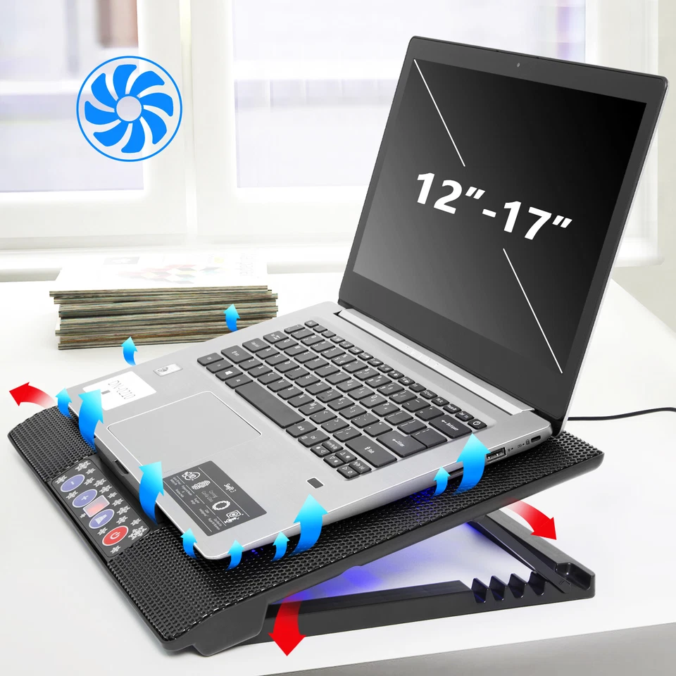 Laptop Kühler Notebook Kühler Kühlpad Laptop Ständer 6 LED Lüfter für 12-17 Zoll - Bild 2 von 4