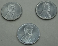 1943 P D S Lincoln Wheat Penny Steel Cent Wartime Uncirculated Set Lot 3 Coins