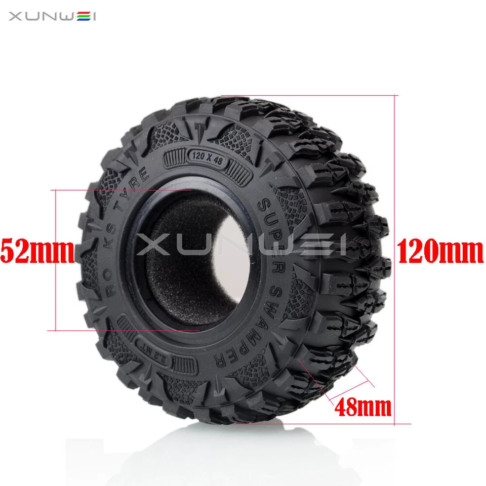 2.2" Rock Crawler Tyre Super Swamper Tire for RC Axial RR10 AX10 Wraith Losi HPI - Image 2 of 4